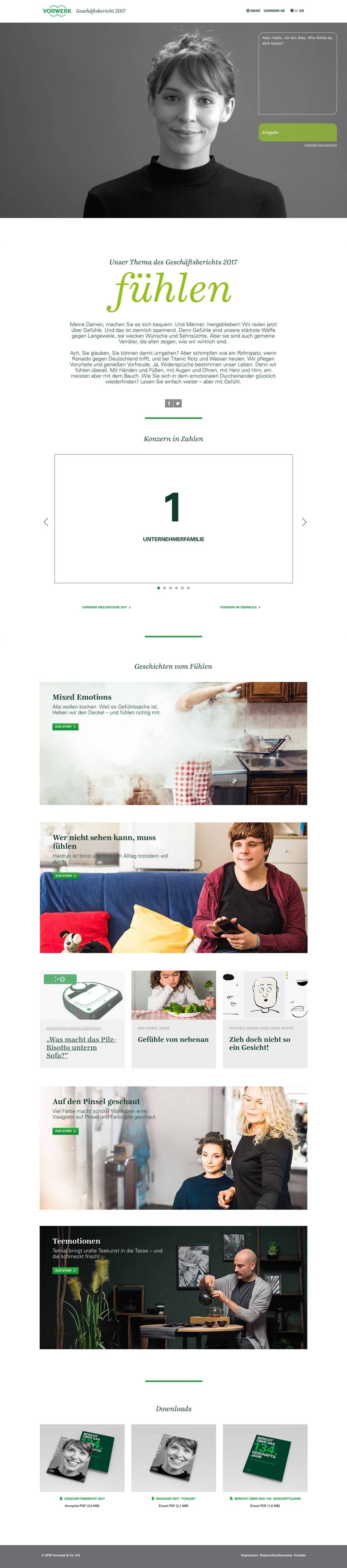 Landingpage zum Geschäftsbericht